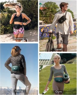 WATERFLY 1.5L Lightweight Fanny Pack: RFID Blocking, Anti-Theft, Water Resistant Crossbody Bag for Travel, EDC