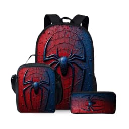 New Spider Pattern Three Piece Set Backpacks for Boy and Girls Best Gifts 2D Flat Cartoon School Backpack for Children