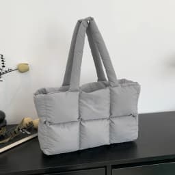 Women Tote Handbags Quilted Plaid Bag Retro Trendy Checkered Waterproof Shoulder Bag Solid Color Winter Soft Large Capacity Bags