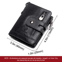HUMERPAUL100% Genuine Cowhide Leather Wallet For Men Short RFID Money Purse Card Holder Double Zipper Bifold Coin Pocket
