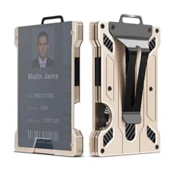 Wallet for Men Slim Aluminum Metal Money Clip with 1 Clear Window ID Badge Holder RFID Blocking Holds Up 15 Cards with Cash Clip