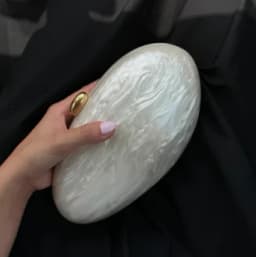 Egg Shell Clutch Bag Acrylic Purse Women Wedding Evening Party Cute Ivory Pearl Color Purse Handbag Summer New 2024