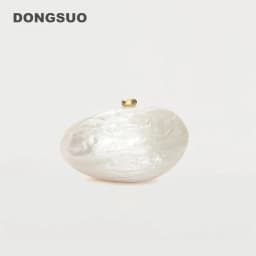 Egg Shell Clutch Bag Acrylic Purse Women Wedding Evening Party Cute Ivory Pearl Color Purse Handbag Summer New 2024