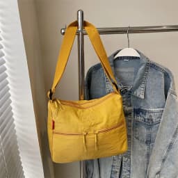 Washed Cloth Shoulder Bag Fashionable Women Travel Pocket Multi Pocket Waterproof Diagonal Cross Bag Casual Soft School Sacoche