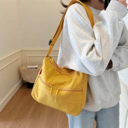 Washed Cloth Shoulder Bag Fashionable Women Travel Pocket Multi Pocket Waterproof Diagonal Cross Bag Casual Soft School Sacoche