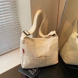 Washed Cloth Shoulder Bag Fashionable Women Travel Pocket Multi Pocket Waterproof Diagonal Cross Bag Casual Soft School Sacoche