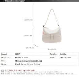 Washed Cloth Shoulder Bag Fashionable Women Travel Pocket Multi Pocket Waterproof Diagonal Cross Bag Casual Soft School Sacoche
