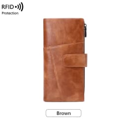RFID Anti-Theft Women's Wallet, Retro Double Zipper Large Capacity Credit Card Holder, Fashion Simple Tri-fold Long Clutch Bag