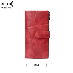 RFID Anti-Theft Women's Wallet, Retro Double Zipper Large Capacity Credit Card Holder, Fashion Simple Tri-fold Long Clutch Bag