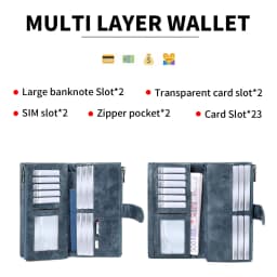 RFID Anti-Theft Women's Wallet, Retro Double Zipper Large Capacity Credit Card Holder, Fashion Simple Tri-fold Long Clutch Bag