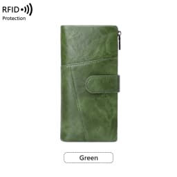 RFID Anti-Theft Women's Wallet, Retro Double Zipper Large Capacity Credit Card Holder, Fashion Simple Tri-fold Long Clutch Bag