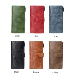 RFID Anti-Theft Women's Wallet, Retro Double Zipper Large Capacity Credit Card Holder, Fashion Simple Tri-fold Long Clutch Bag