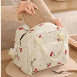 Corduroy Lunch Bag Thermal Insulation Lunch Box Storage Handbag Crossbody Multifunctional Kid School Cooler Bag Picnic FoodPouch