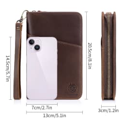 Passport Holder for Travel Family with Strap Genuine Leather RFID Blocking Travel Document Organizer Wallet with Pen Holder