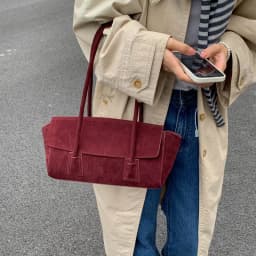 Vintage Suede Shoulder Bag Korean Fashion Simple Crossbody Handle Bag for Women Comfortable and Versatile Texture Storage Bags