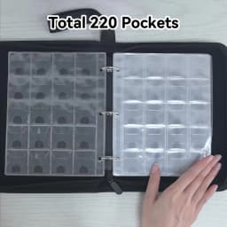 220 Slots Coin Collector Book Zipper PU Coin Storage Album Portable Coin Protector for Collection Display