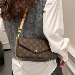 Women Color Block Print Crossbody Bag - 2026 New Minimalist Chain Shoulder Purse for Commuting