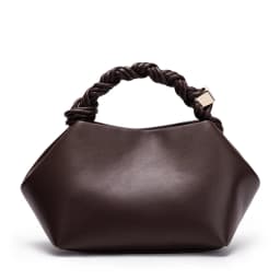 Women Dark Brown Soft Fabric Hobo Handbag Retro Braided Twisted Handle Minimalist Portable Handheld Crossbody Tote Purse