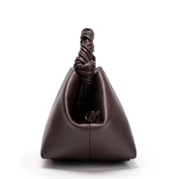 Women Dark Brown Soft Fabric Hobo Handbag Retro Braided Twisted Handle Minimalist Portable Handheld Crossbody Tote Purse