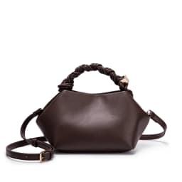 Women Dark Brown Soft Fabric Hobo Handbag Retro Braided Twisted Handle Minimalist Portable Handheld Crossbody Tote Purse