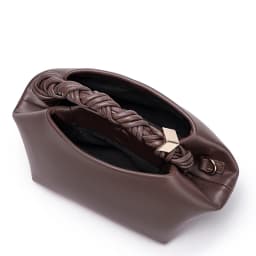 Women Dark Brown Soft Fabric Hobo Handbag Retro Braided Twisted Handle Minimalist Portable Handheld Crossbody Tote Purse