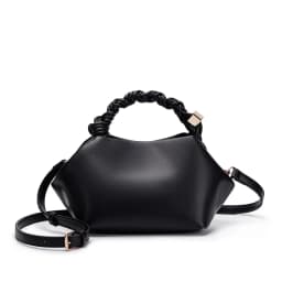 Women Dark Brown Soft Fabric Hobo Handbag Retro Braided Twisted Handle Minimalist Portable Handheld Crossbody Tote Purse