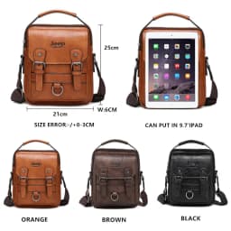 JEEP Brand men bags High quality Leather brown black Business Leisure Shoulder Messnger bags for 7.9 inches iPad male handbags