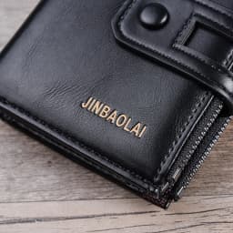 Men Wallets Short PU Leather Double Zipper Hasp Men Purses Card Holder Coin Pocket Vintage High Quality Brand Men Wallets