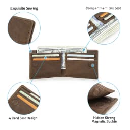 CONTACT'S Genuine Leather Men Wallet Samll Bifold Design Casual Thin Slim Wallets Card Holder Vintage Male Purse Money Clip