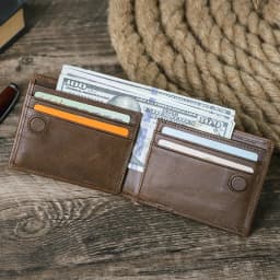 CONTACT'S Genuine Leather Men Wallet Samll Bifold Design Casual Thin Slim Wallets Card Holder Vintage Male Purse Money Clip