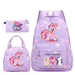 3Pcs/Set My Little Pony Kid Backpack With Lunch Girl School Bag Children Schoolbag For Teenage Girls Women Rainbow Backpack