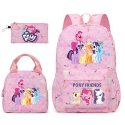 3Pcs/Set My Little Pony Kid Backpack With Lunch Girl School Bag Children Schoolbag For Teenage Girls Women Rainbow Backpack