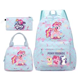 3Pcs/Set My Little Pony Kid Backpack With Lunch Girl School Bag Children Schoolbag For Teenage Girls Women Rainbow Backpack