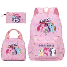 3Pcs/Set My Little Pony Kid Backpack With Lunch Girl School Bag Children Schoolbag For Teenage Girls Women Rainbow Backpack