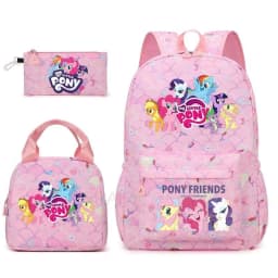 3Pcs/Set My Little Pony Kid Backpack With Lunch Girl School Bag Children Schoolbag For Teenage Girls Women Rainbow Backpack