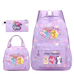 3Pcs/Set My Little Pony Kid Backpack With Lunch Girl School Bag Children Schoolbag For Teenage Girls Women Rainbow Backpack