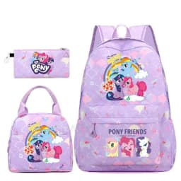 3Pcs/Set My Little Pony Kid Backpack With Lunch Girl School Bag Children Schoolbag For Teenage Girls Women Rainbow Backpack