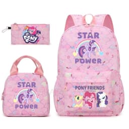 3Pcs/Set My Little Pony Kid Backpack With Lunch Girl School Bag Children Schoolbag For Teenage Girls Women Rainbow Backpack