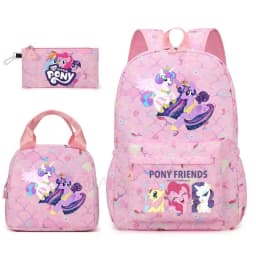 3Pcs/Set My Little Pony Kid Backpack With Lunch Girl School Bag Children Schoolbag For Teenage Girls Women Rainbow Backpack