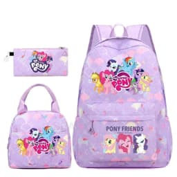 3Pcs/Set My Little Pony Kid Backpack With Lunch Girl School Bag Children Schoolbag For Teenage Girls Women Rainbow Backpack