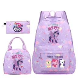 3Pcs/Set My Little Pony Kid Backpack With Lunch Girl School Bag Children Schoolbag For Teenage Girls Women Rainbow Backpack