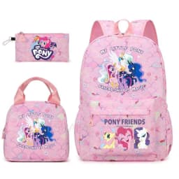 3Pcs/Set My Little Pony Kid Backpack With Lunch Girl School Bag Children Schoolbag For Teenage Girls Women Rainbow Backpack