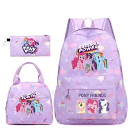 3Pcs/Set My Little Pony Kid Backpack With Lunch Girl School Bag Children Schoolbag For Teenage Girls Women Rainbow Backpack