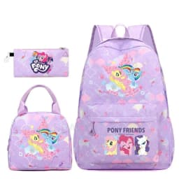 3Pcs/Set My Little Pony Kid Backpack With Lunch Girl School Bag Children Schoolbag For Teenage Girls Women Rainbow Backpack