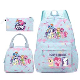 3Pcs/Set My Little Pony Kid Backpack With Lunch Girl School Bag Children Schoolbag For Teenage Girls Women Rainbow Backpack