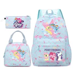 3Pcs/Set My Little Pony Kid Backpack With Lunch Girl School Bag Children Schoolbag For Teenage Girls Women Rainbow Backpack