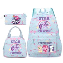 3Pcs/Set My Little Pony Kid Backpack With Lunch Girl School Bag Children Schoolbag For Teenage Girls Women Rainbow Backpack