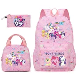 3Pcs/Set My Little Pony Kid Backpack With Lunch Girl School Bag Children Schoolbag For Teenage Girls Women Rainbow Backpack