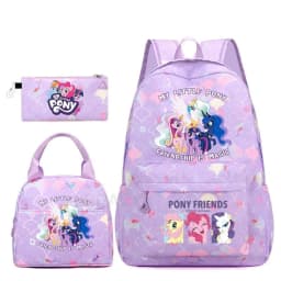 3Pcs/Set My Little Pony Kid Backpack With Lunch Girl School Bag Children Schoolbag For Teenage Girls Women Rainbow Backpack
