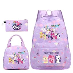 3Pcs/Set My Little Pony Kid Backpack With Lunch Girl School Bag Children Schoolbag For Teenage Girls Women Rainbow Backpack